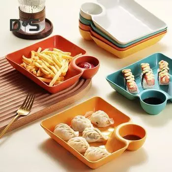 Тарелка для пельменей, нескользящая штабелируемая пластиковая тарелка для суши, блюдо для макания зелёный