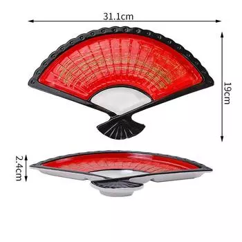 Тарелка для пельменей с емкостью для уксуса, креативная керамическая разделительная тарелка, японская расписанная вручную тарелка-веер для закусок, поднос для суши