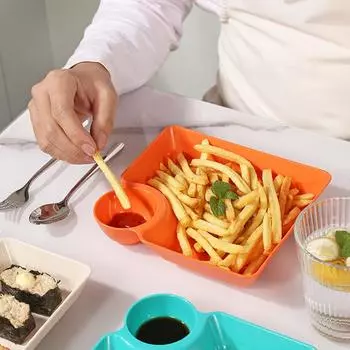 Тарелка для пельменей с соусом. Дизайн блюда. Универсальная, легко моющаяся. Закуски. Десерты. Поднос для суши. Кухонная посуда. 1pc