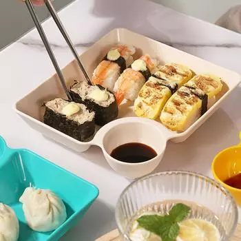 Тарелка для пельменей с соусом Легко моется Пластиковые закуски Десерты Суши Картофель фри Томатный соус Поднос Кухонные принадлежности 1pc