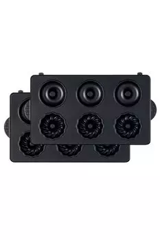 Тарелка для приготовления пончиков 2 вида симпатичных мини-блюд. Отдельно продается тарелка для пекарни Waffle Hot Sand Baker от [Vitantonio Official] (ПВВГ-20-ДТ) [Для пончиков] & (Набор 2) чёрный