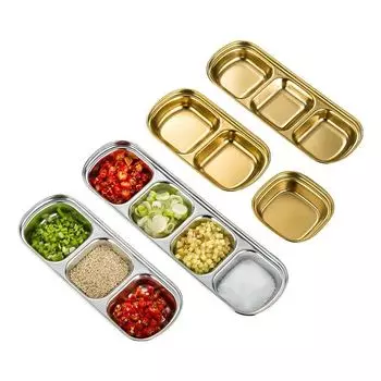 Тарелка для соуса из нержавеющей стали для кемпинга на открытом воздухе, разделенная миска для соуса, миска для соуса для кетчупа на 1/2/3, поднос для соуса для пикника и барбекю