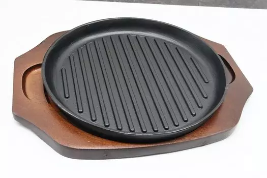 Тарелка для стейка Asahi, деревянная, чугунная, волнообразная, 22 шт., набор, позволяющий готовить и поддерживать тепло с помощью плиты IH, используя деревянную