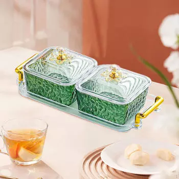 Тарелка для сухофруктов, банка для печенья, многофункциональная декоративная миска для конфет, банки для специй для обеденной зоны на столешнице Green 2 Grid