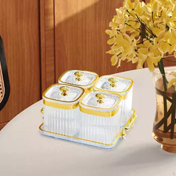 Тарелка для сухофруктов, конфет, орехов, блюдо с крышкой, 4 решетки, разделенные сервировочные тарелки, закуска для вечеринки чистый