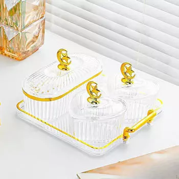 Тарелка для сухофруктов, конфетница с крышкой, подставка, разделенное сервировочное блюдо, тарелка для закусок, для свадьбы 4 grid чистый