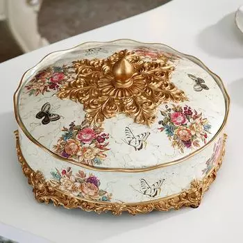 Тарелка для сухофруктов в европейском стиле. Креативная простая тарелка для закусок с семенами дыни и фруктами с крышкой. Коробка для конфет в гостиную с орехами.