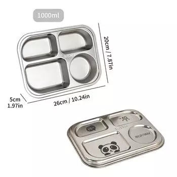 Тарелка для ужина с 4/5 отделениями для студентов из нержавеющей стали 304, тарелка для фаст-фуда, столовая, разделенный поднос для ужина с крышкой