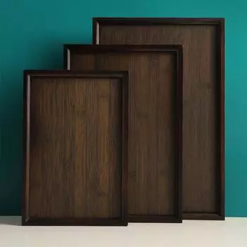 Тарелка для вечеринки, чайный бар, поднос для сервировки из бамбука, поднос для суши, деревянный, черный 28x19x2cm