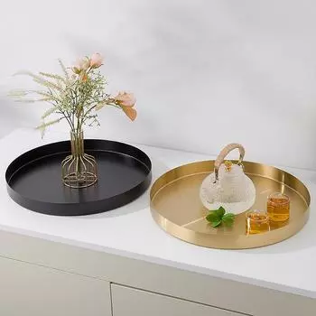Тарелка для закусок Iron Art, поднос для хранения, многоцелевой металлический поддон, декоративный однотонный дисплей, товары для дома 20 чёрный