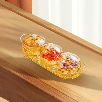 Тарелка для закусок из сухофруктов, поднос для сервировки с подставкой, многофункциональная крышка для нордических конфет и орешков 3 Grids