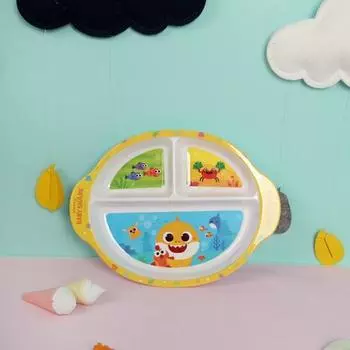 Тарелка для закусок Pinkfong Baby Shark с меламиновой ручкой, 3 шт., разные цвета, один предмет, 1 шт., Популярные корейские товары для родителей