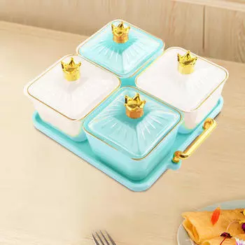 Тарелка для закусок, поднос для орехов и конфет, орехи с отсеком, разделенное фруктовое блюдо для 2 Green 2 White