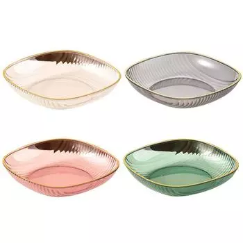 Тарелка для закусок Прозрачная домашняя многофункциональная маленькая тарелка для торта Многоразовая гладкая тарелка для закусок Салаты Фруктовые чипсы Закуски Суши