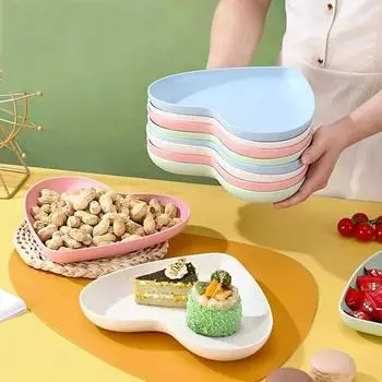 Тарелка для закусок «Сердце любви», блюдо из пшеничной соломы, поднос для торта, десерта, салата, обеденный стол, тарелка для мусора, фруктовая тарелка, кухонная утварь