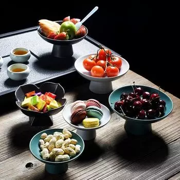 Тарелка для закусок в гостиной, миска, легкий роскошный чайный столик, синий и белый керамический поднос для чая, фруктовая тарелка