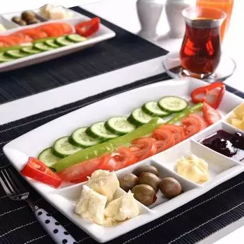 Тарелка для завтрака с 6 секциями - белый