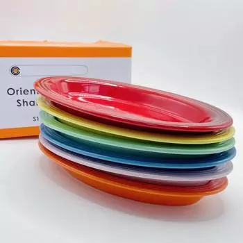 Тарелка French Rainbow, эллиптическая, мелкая, 25 см, керамическая, светлого цвета, эллиптическая, мелкая, для овощей, фруктов, рыбы Oval 25cm