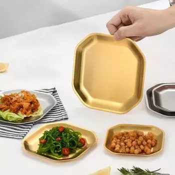 Тарелка гаспачо с закругленными краями, не выцветающая, различные размеры, жаропрочная восьмиугольная тарелка из нержавеющей стали 10.5cm серебряный