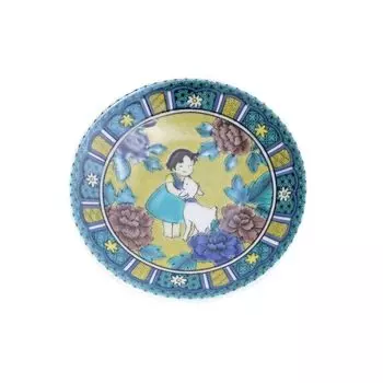 Тарелка Heidi Kutani, изготовленная в Японии. Традиционное ремесло Yuki Hokuriku. Хайди — девушка из Альп. Тарелка. Посуда. Тарелка. Разделительная тарелка. Цветочный узор.