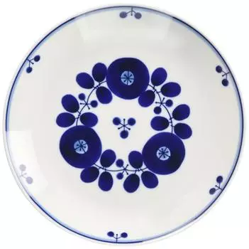 Тарелка из керамики Хакусан, синяя, цветочный букет, размер M, прибл.. 7,7 дюйма (19,5 см), Изделия Hasami, произведенные в Японии