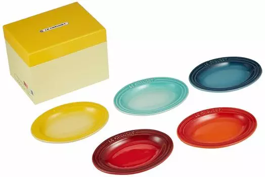 Тарелка из керамики Le Creuset, мини-овальная тарелка с радужным узором, устойчивая к холоду, пригодная для использования в микроволновой печи, 5 шт., тарелка для духовки, жаропрочная японская тарелка
