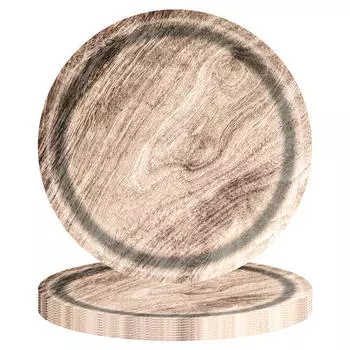 Тарелка из натуральной бумаги с текстурой под дерево в стиле вестерн-амбара на день рождения, свадьбу, винтажный фермерский стиль, принадлежности для декора стола 18cm