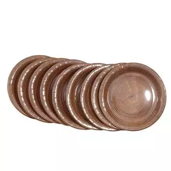 Тарелка из натуральной бумаги с текстурой под дерево в стиле вестерн-амбара на день рождения, свадьбу, винтажный фермерский стиль, принадлежности для декора стола 18cm