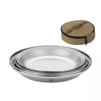 Тарелка из нержавеющей стали, тарелка с фруктами, набор посуды для кемпинга, металлическое блюдце, набор уличной посуды, набор посуды для пикника Set B