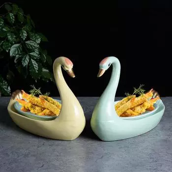Тарелка из смолы в форме лебедя, овальная керамическая тарелка, креативные обеденные тарелки, украшение для отеля, посуда, поднос для фруктов, салатница, блюдо для суши