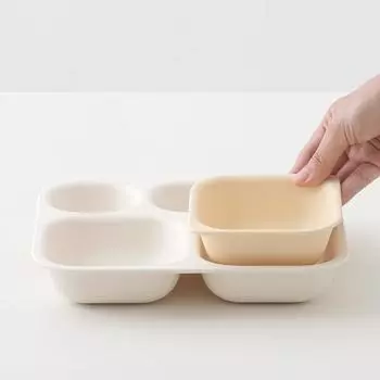 Тарелка квадратная Tackaon из 4 частей, специальная миска, суповая миска, детская тарелка, столовые приборы для младенцев и детей, детский сад ivory