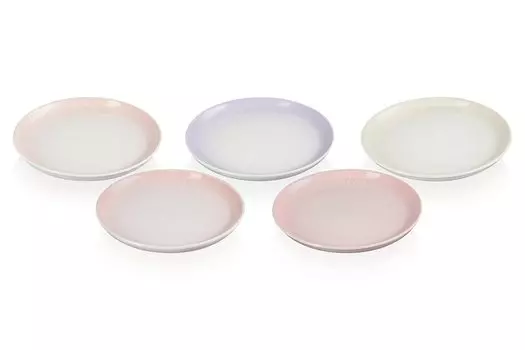 Тарелка Le Creuset Dish Sphere 17 см, набор из 5 штук, розовая коллекция, устойчивая к высоким и низким температурам, для микроволновой печи, можно мыть в посудомоечной машине, жаропрочная тарелка розовый