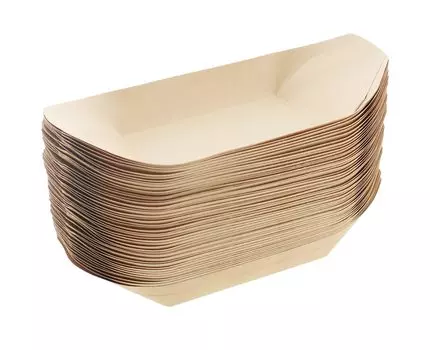 Тарелка-лодка Nakamura Takoyaki для коммерческого использования, 50 бамбук, сертифицированная FSC, шт., 210 мм, одноразовая, целлюлоза, бумага, бежевый