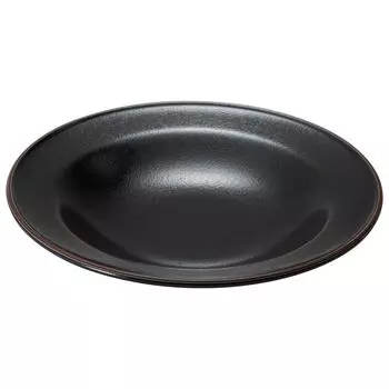 Тарелка Mino, диаметр около 21 см, бисквитная, черная, сделано в Японии, можно использовать в микроволновой печи и посудомоечной машине 30874