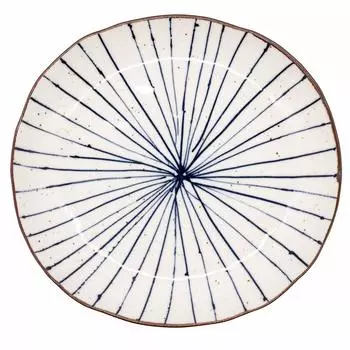 Тарелка Mino Ware Tokusa Pattern Овальная Тарелка Карри Тарелка для пасты Японский стиль Длинная сторона Приблизительно. 24,6 x Глубина 23,4 см Можно использовать в микроволновой печи в посудомоечной машине Сделано в