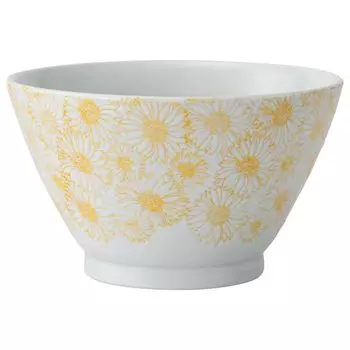 Тарелка-миска Хасамияки емкостью около 800 мл, желтая маргаритка, пригодна для использования в микроволновой печи, можно мыть в посудомоечной машине 25313