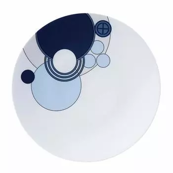 Тарелка Noritake Frank Lloyd Wright Imperial Blue, подходит для использования в микроволновой печи, тонкий фарфор 24,5 см (Премиум Белый) WT94916/1701