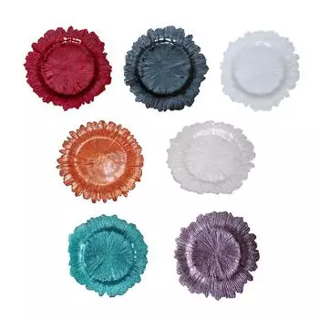 Тарелка обеденная, декоративная сервировочная тарелка, 33 см, стеклянный сервировочный поднос, нестандартная форма чёрный