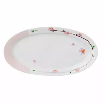 Тарелка овальная Hamato Arita Ware Ippogama маленькая 21 x 11 см Cherry Blossom Weather 397455 белая белый