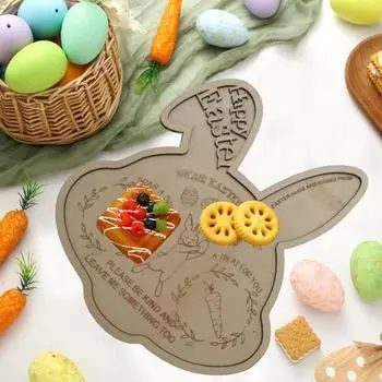 Тарелка с кроликом, толстый деревянный поднос с пасхальным кроликом, весенняя праздничная пасхальная атмосфера, украшение дома, посуда 25cm A