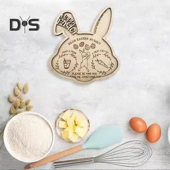 Тарелка с кроликом, толстый деревянный поднос с пасхальным кроликом, весенняя праздничная пасхальная атмосфера, украшение дома, посуда 25cm A