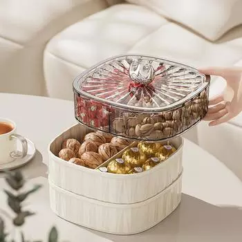 Тарелка с сухофруктами, бытовая гостиная, журнальный столик, коробка для конфет, тарелка с закусками, фруктовая тарелка, прозрачные тарелки с орехами и семенами дыни, закусочная тарелка second layer чёрный/белый