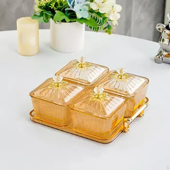 Тарелка с сухофруктами, сервировочный поднос для закусок, роскошное разделенное блюдо с орехами для гостиной серый