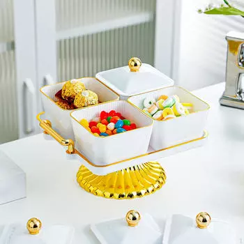 Тарелка с сухофруктами, тарелка для закусок, скандинавская, разделенная сервировочная посуда, свадебные орехи для кухни 4 Girds