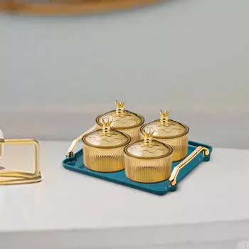 Тарелка с сухофруктами, закуска, роскошная тарелка с 4 решетками, конфетами и орехами, сервировочное блюдо с разделенной крышкой для коричневый