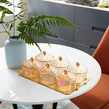 Тарелка с сухофруктами, закуска, сервировочный поднос, блюдо для конфет и орехов с крышкой, приправа для жизни 3 Round Discs