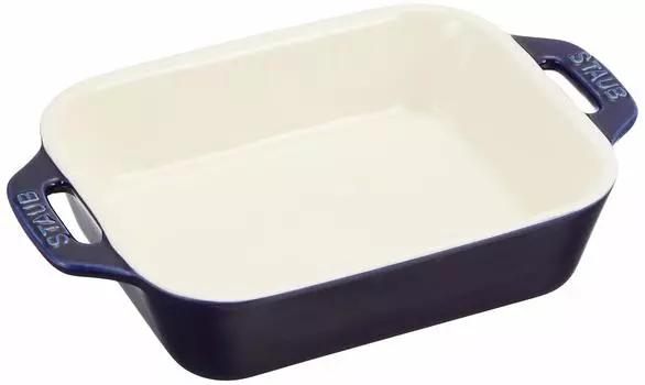 Тарелка staub Gran Blue, 14 керамических блюд для запекания, подходит для использования в духовке, в микроволновой печи, японская тарелка прямоугольная, 11 см [Авторизованный продукт] 40508-583