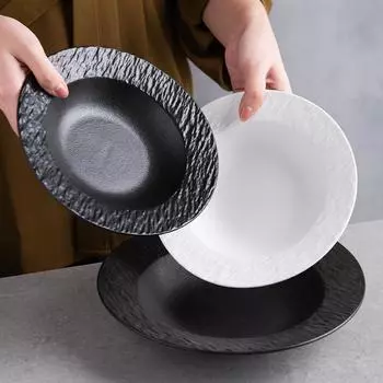 Тарелка в виде соломенной шляпы, тарелка для пасты, тарелка для овощей западной кухни, роскошный белый матовый черно-белый