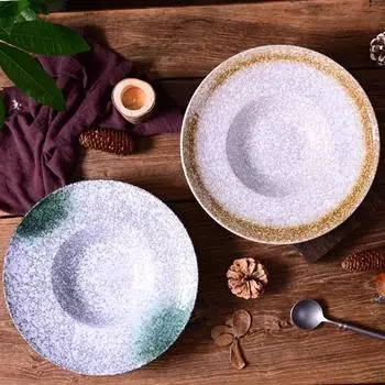 Тарелка в виде соломенной шляпы, западная тарелка, японская тарелка, ретро-керамическая посуда иностранной торговли, салат-десерт.