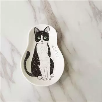 Тарелки в форме капли воды с рисунком Lucky Cat, керамические тарелки для фруктов, столовые приборы в виде диска для приправы Cat style 3
